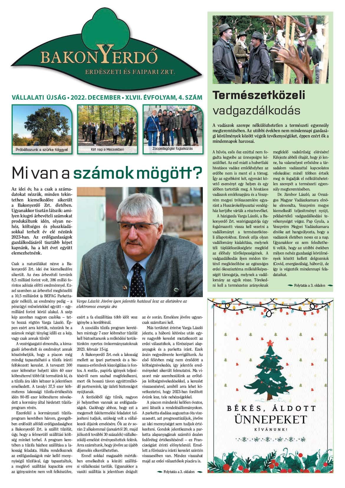 Vállalati újság 2022. December - XLVII. évfolyam, 4. szám 1. oldal