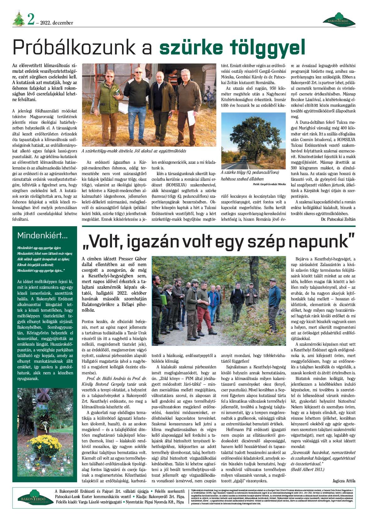 Vállalati újság 2022. December - XLVII. évfolyam, 4. szám 2. oldal