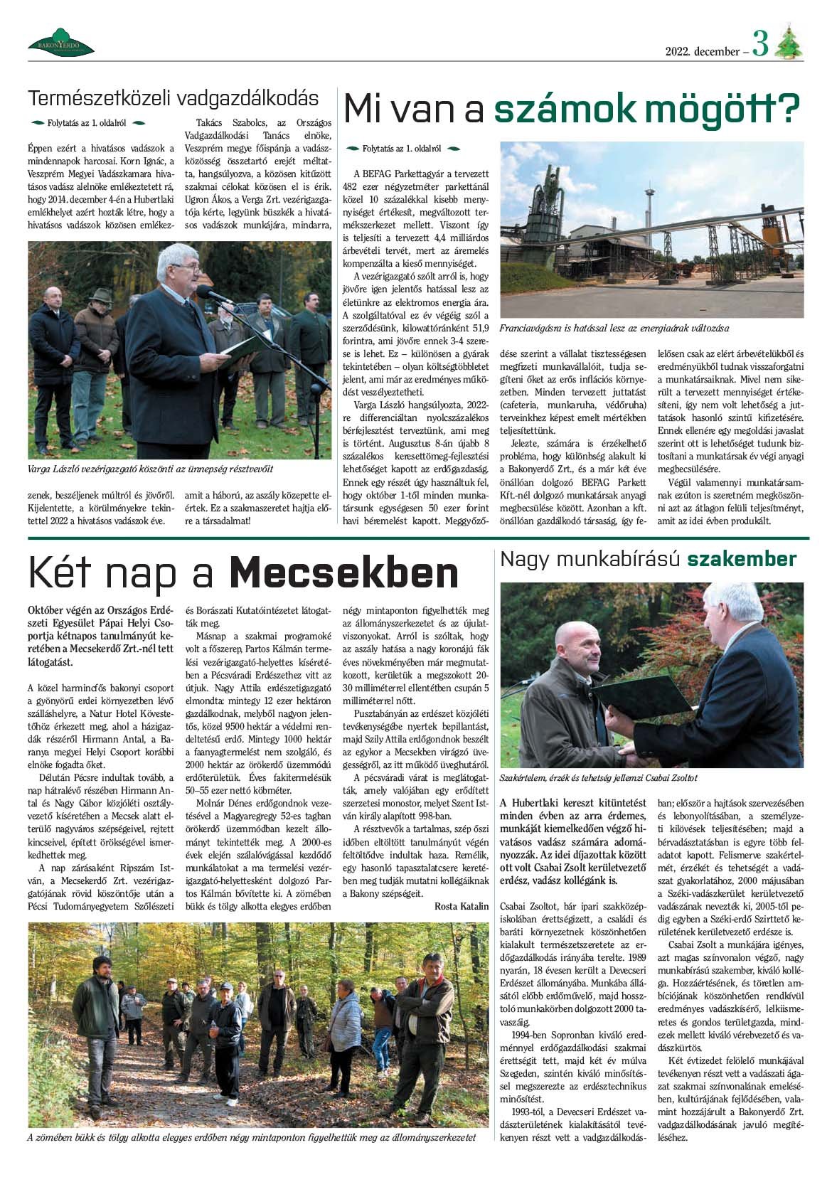 Vállalati újság 2022. December - XLVII. évfolyam, 4. szám 3. oldal