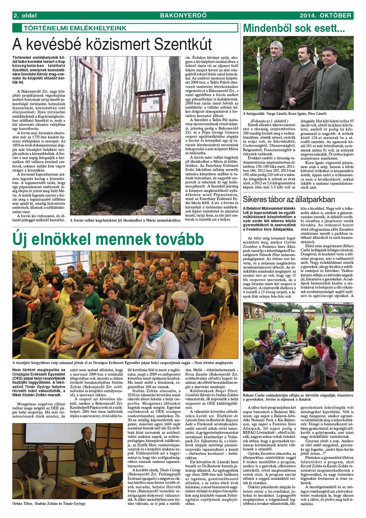Vállalati újság 2014. október - XL. évfolyam, 3. szám 2. oldal