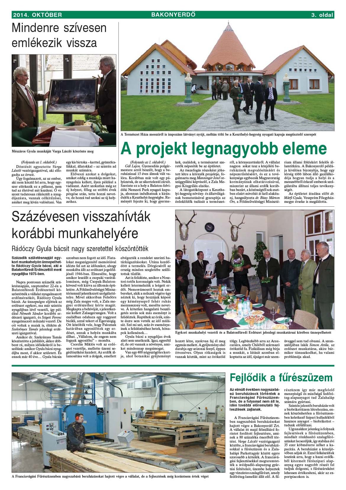 Vállalati újság 2014. október - XL. évfolyam, 3. szám 3. oldal