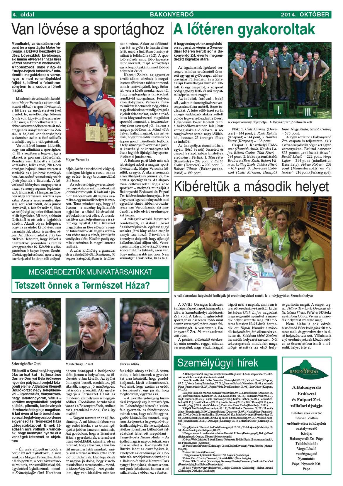Vállalati újság 2014. október - XL. évfolyam, 3. szám 4. oldal