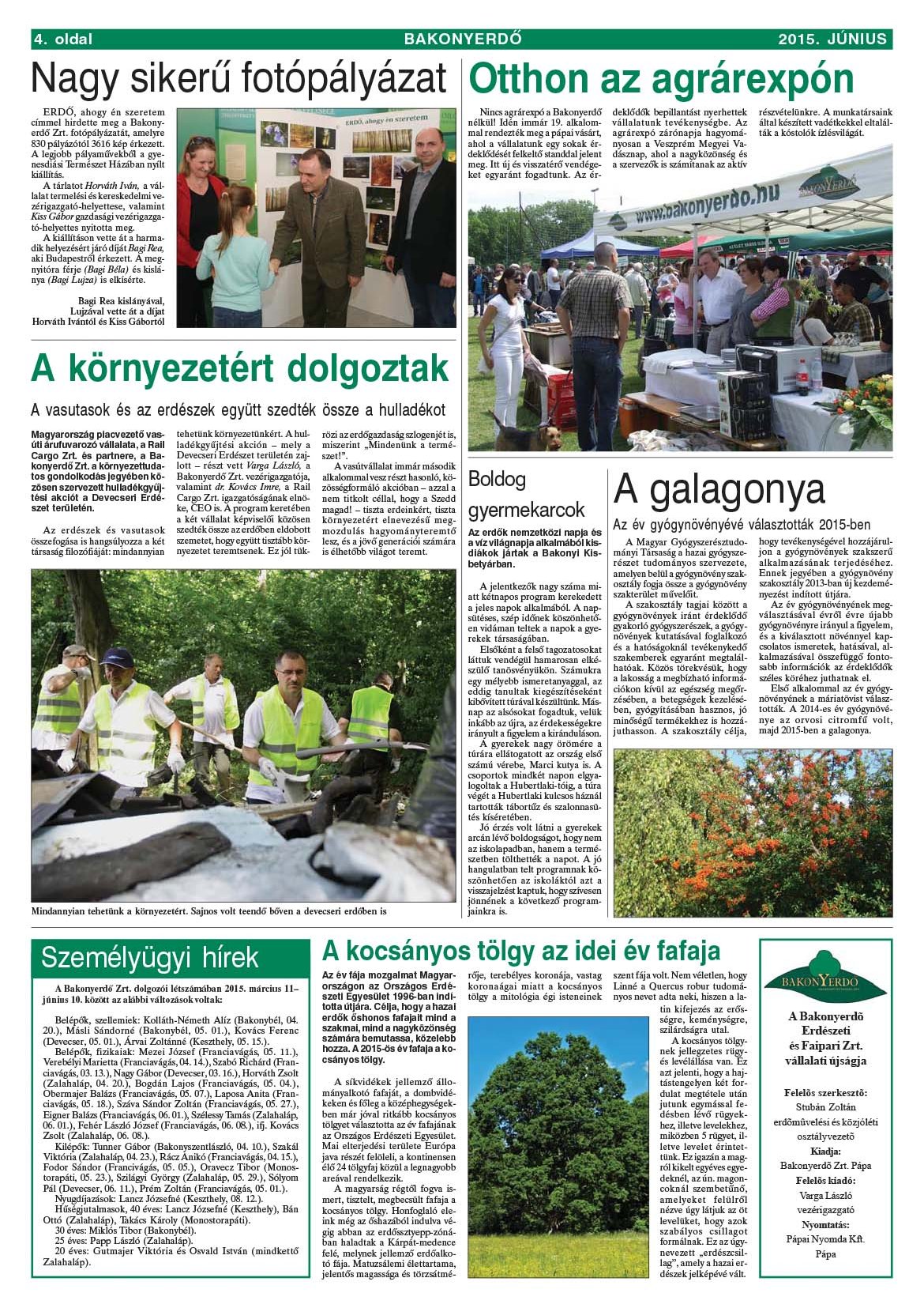 Vállalati újság 2015. június - XLI. évfolyam, 2. szám 4. oldal