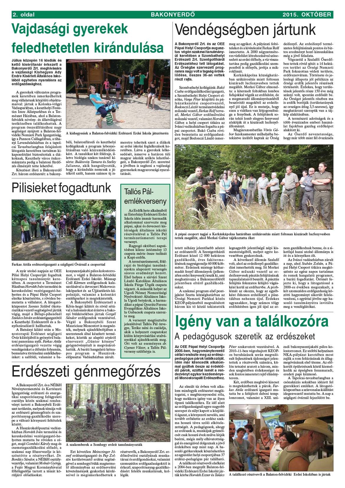 Vállalati újság 2015. október - XLI. évfolyam, 3. szám 2. oldal