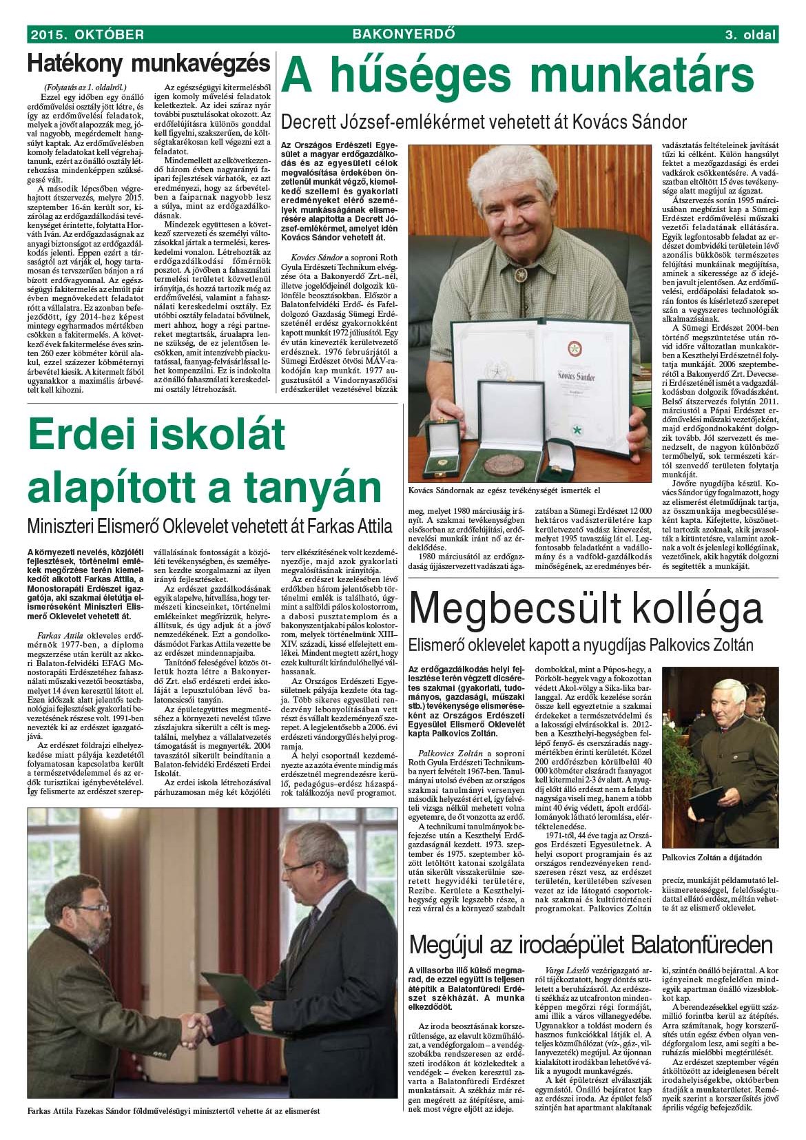 Vállalati újság 2015. október - XLI. évfolyam, 3. szám 3. oldal