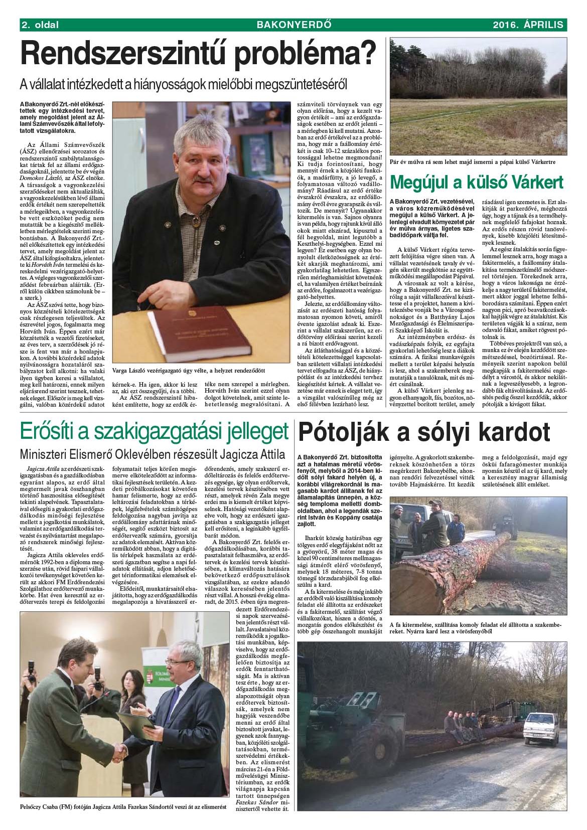 Vállalati újság 2016. április - XLII. évfolyam, 1. szám 2. oldal