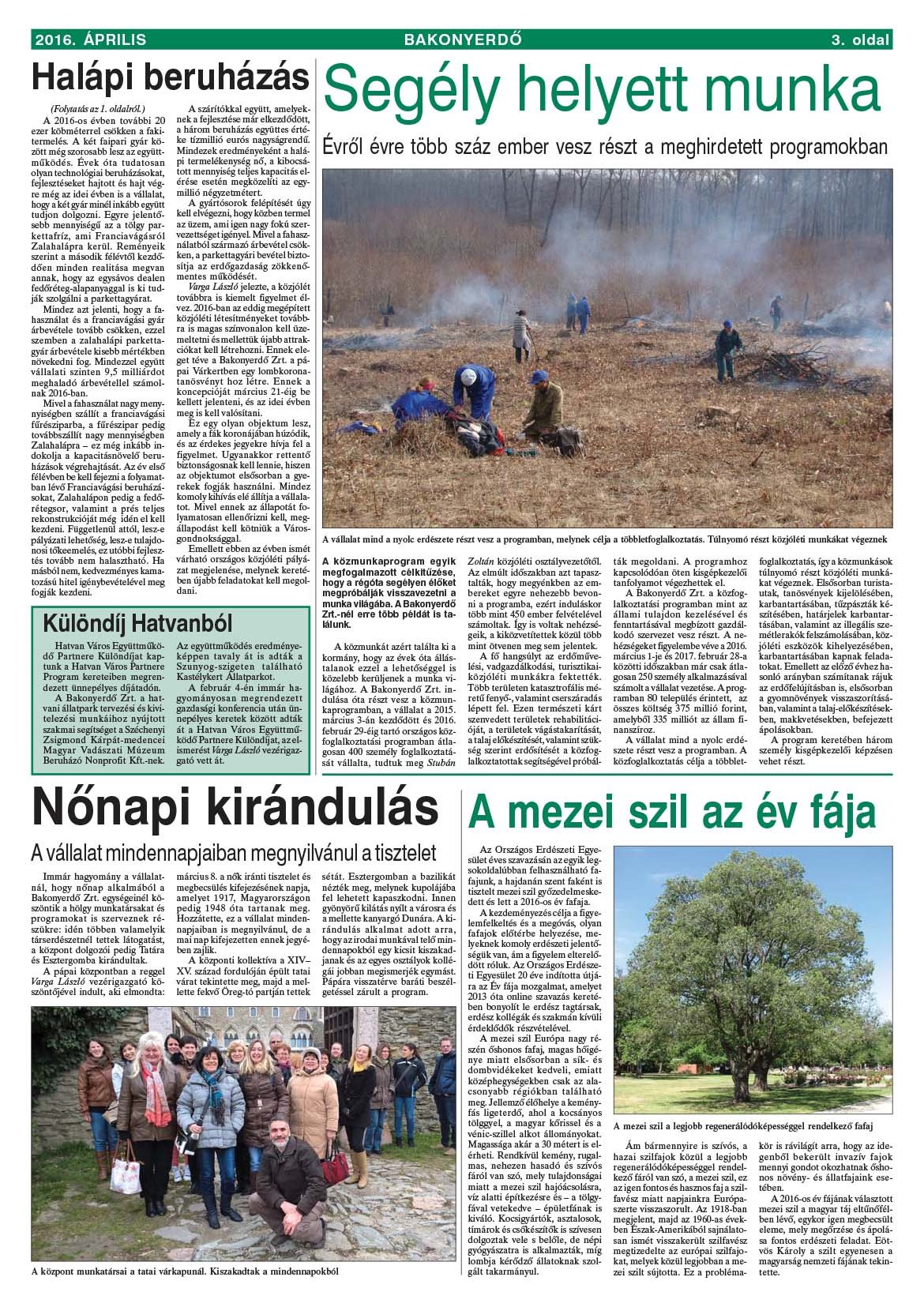 Vállalati újság 2016. április - XLII. évfolyam, 1. szám 3. oldal