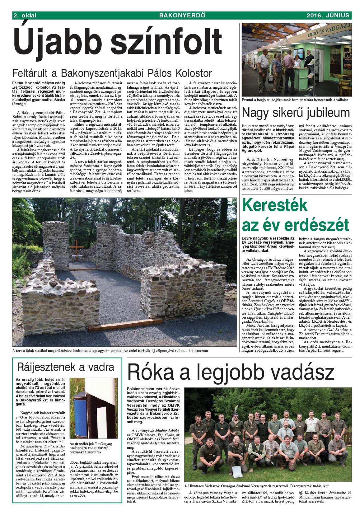 Vállalati újság 2016. június - XLII. évfolyam, 2. szám 2. oldal