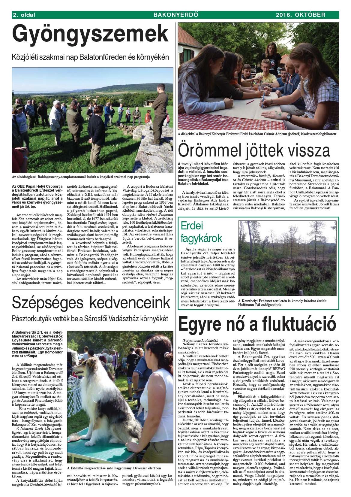 Vállalati újság 2016. október - XLII. évfolyam, 3. szám 2. oldal