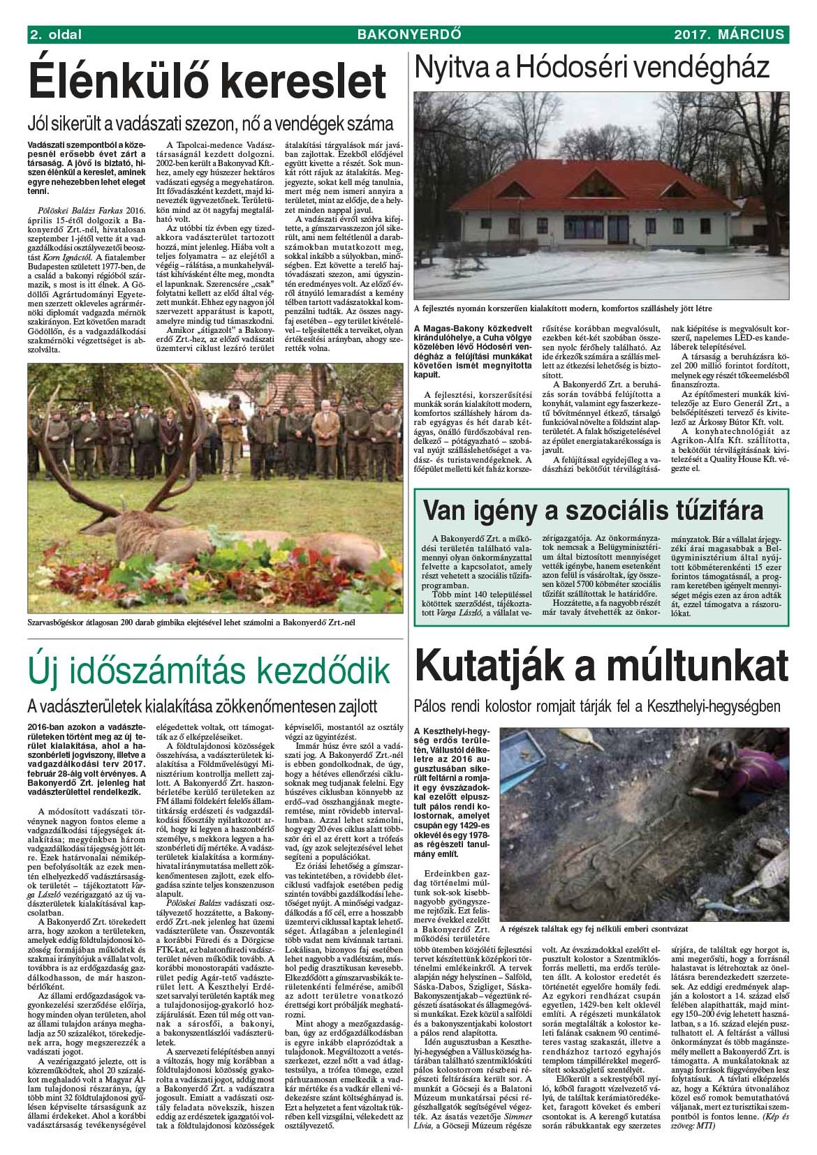 Vállalati újság 2017. március - XLII. évfolyam, 1. szám 2. oldal