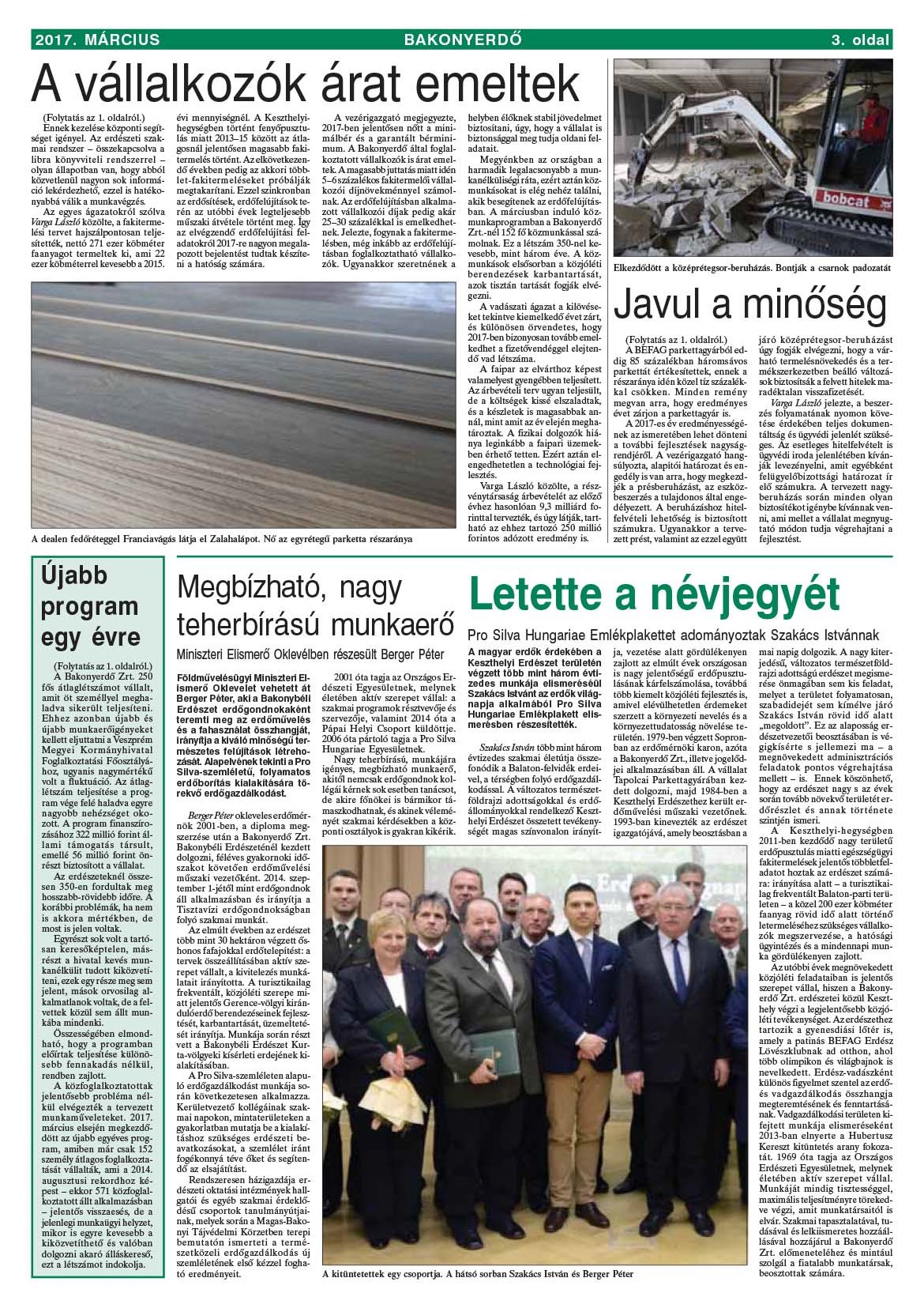 Vállalati újság 2017. március - XLII. évfolyam, 1. szám 3. oldal