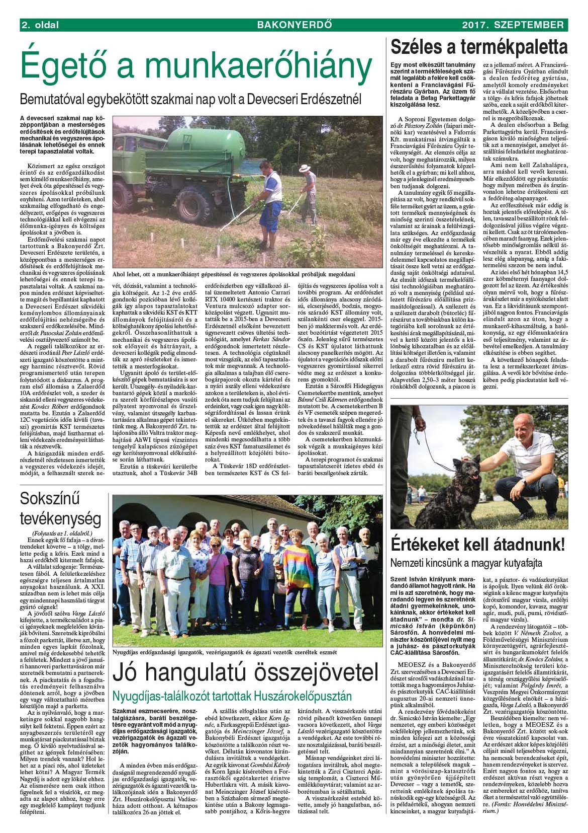 Vállalati újság 2017. szeptember - XLII. évfolyam, 3. szám 2. oldal