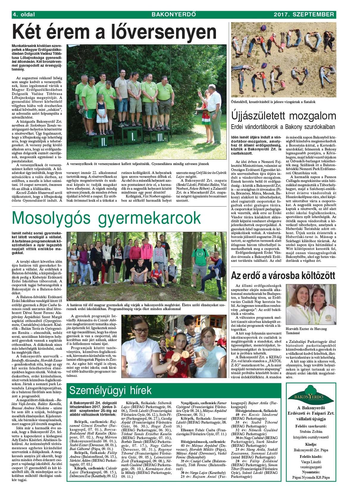 Vállalati újság 2017. szeptember - XLII. évfolyam, 3. szám 4. oldal