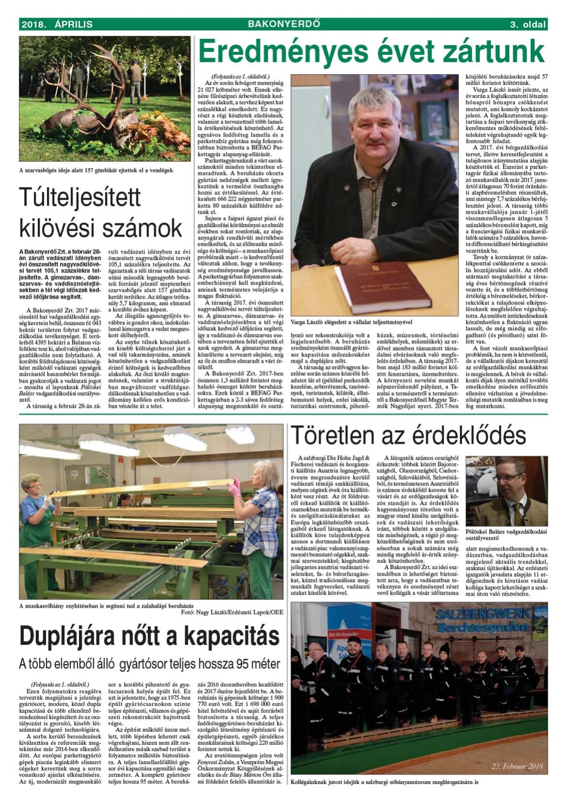 Vállalati újság 2018. április - XLIII. évfolyam, 1. szám 3. oldal