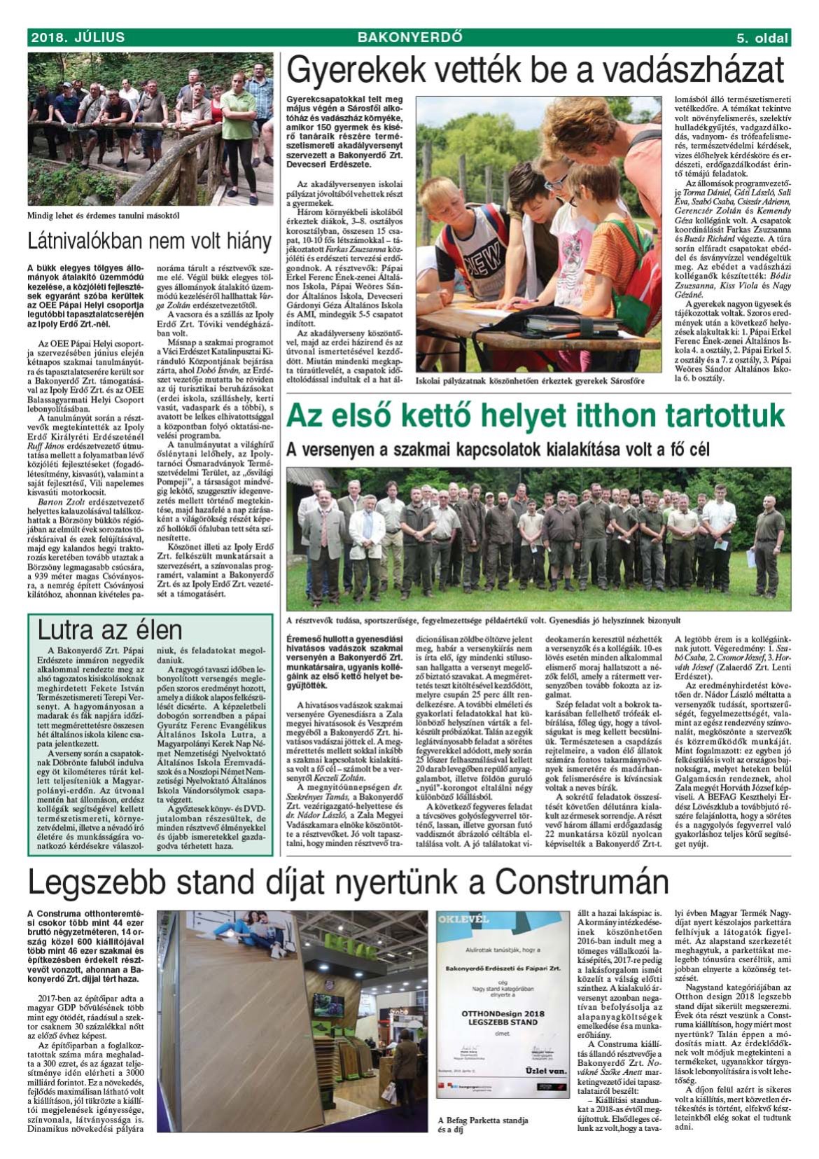 Vállalati újság 2018. július - XLIII. évfolyam, 2. szám 5. oldal
