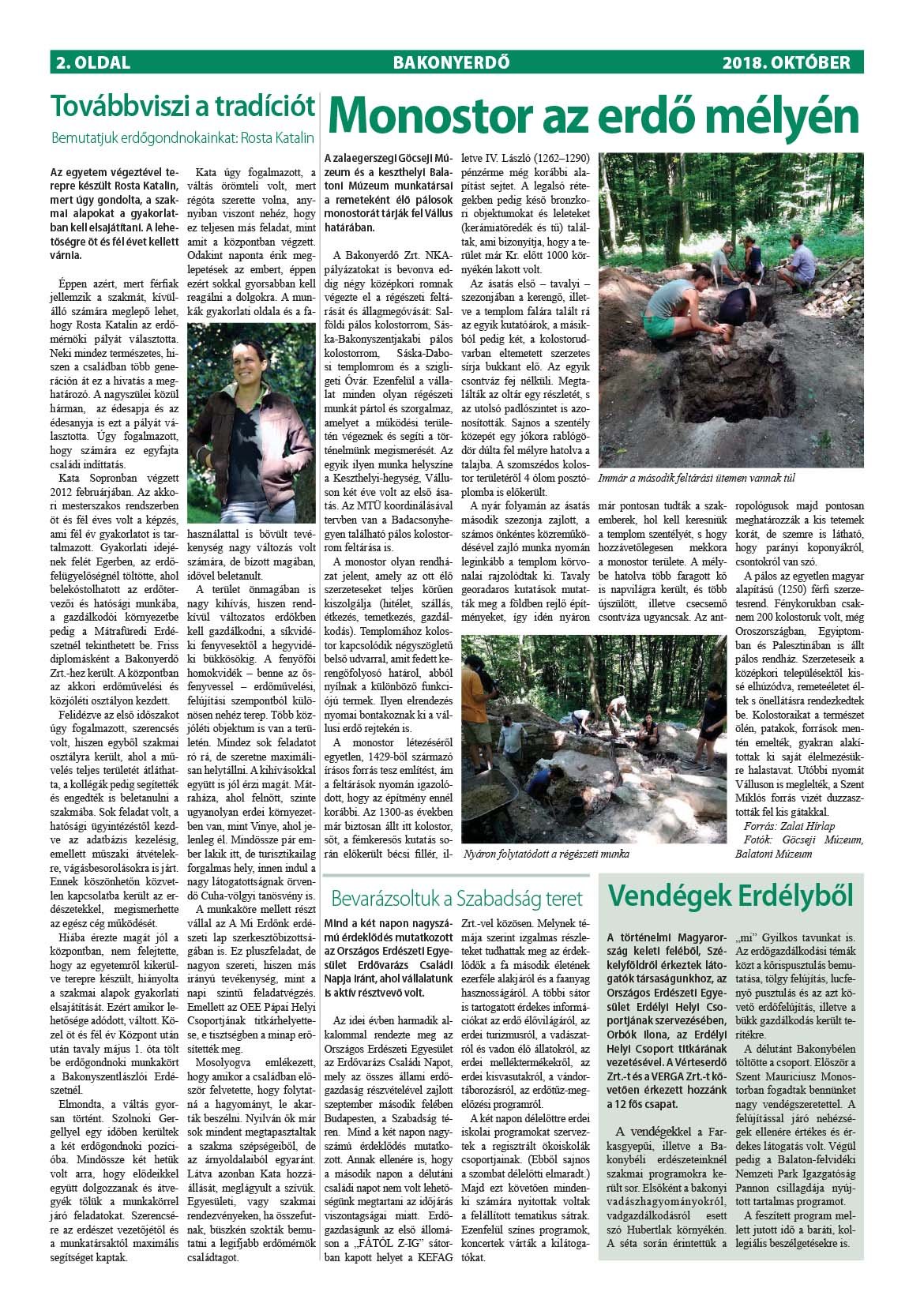 Vállalati újság 2018. október - XLIII. évfolyam, 2. szám 1. oldal