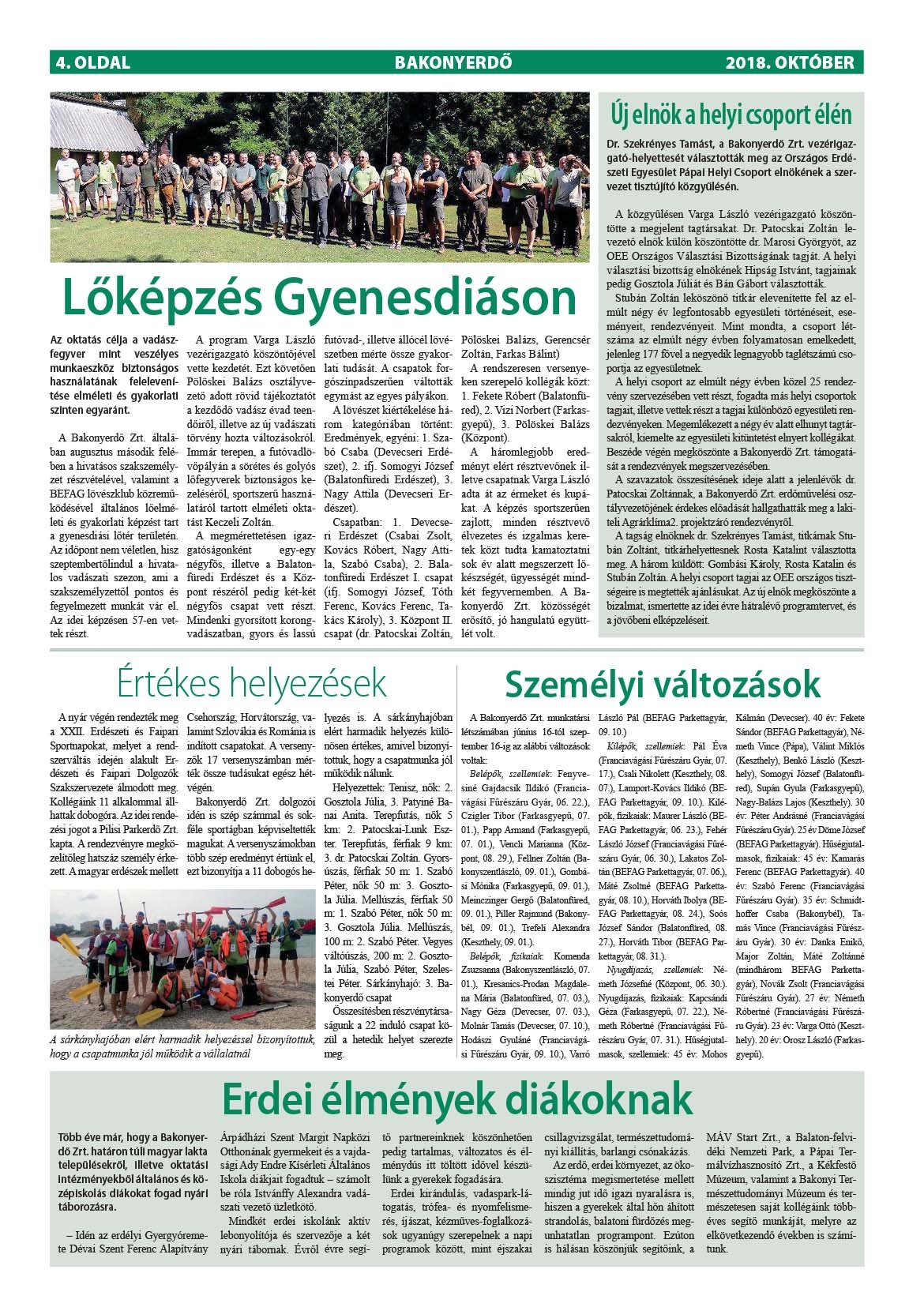 Vállalati újság 2018. október - XLIII. évfolyam, 3. szám 4. oldal