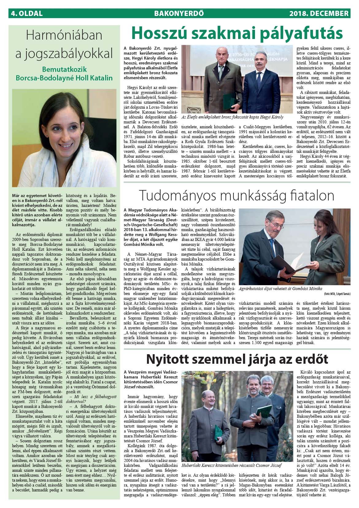Vállalati újság 2018. december - XLIII. évfolyam, 4. szám 4. oldal