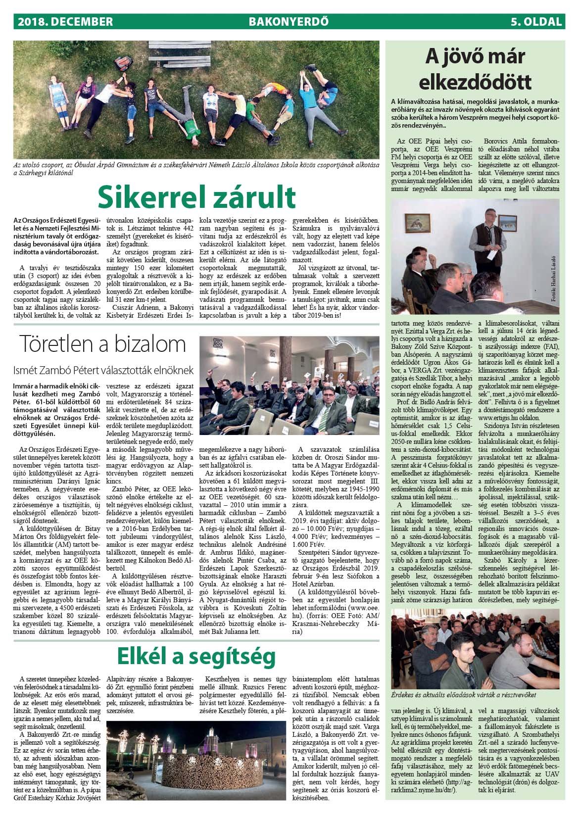 Vállalati újság 2018. december - XLIII. évfolyam, 4. szám 5. oldal