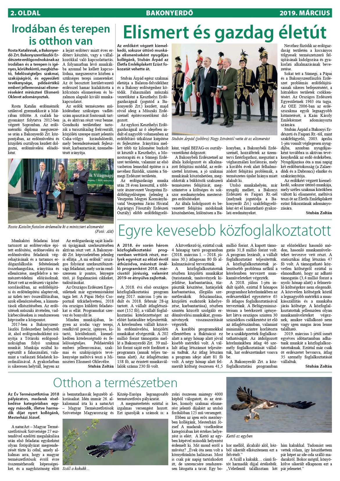 Vállalati újság 2019. március - XLIV. évfolyam, 1. szám 2. oldal