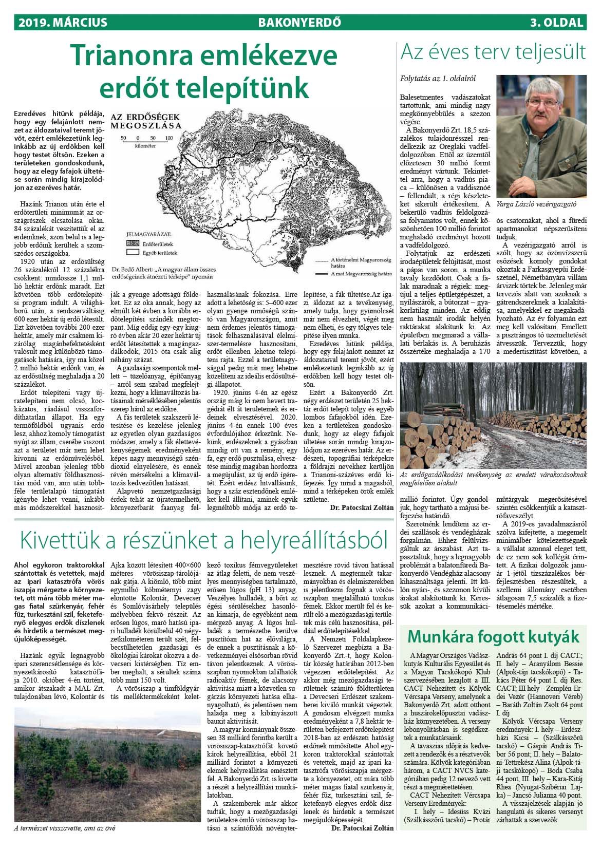 Vállalati újság 2019. március - XLIV. évfolyam, 1. szám 3. oldal