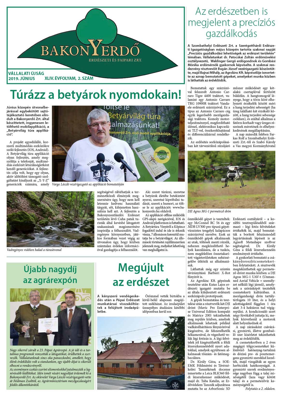 Vállalati újság 2019. június - XLIV. évfolyam, 2. szám 1. oldal