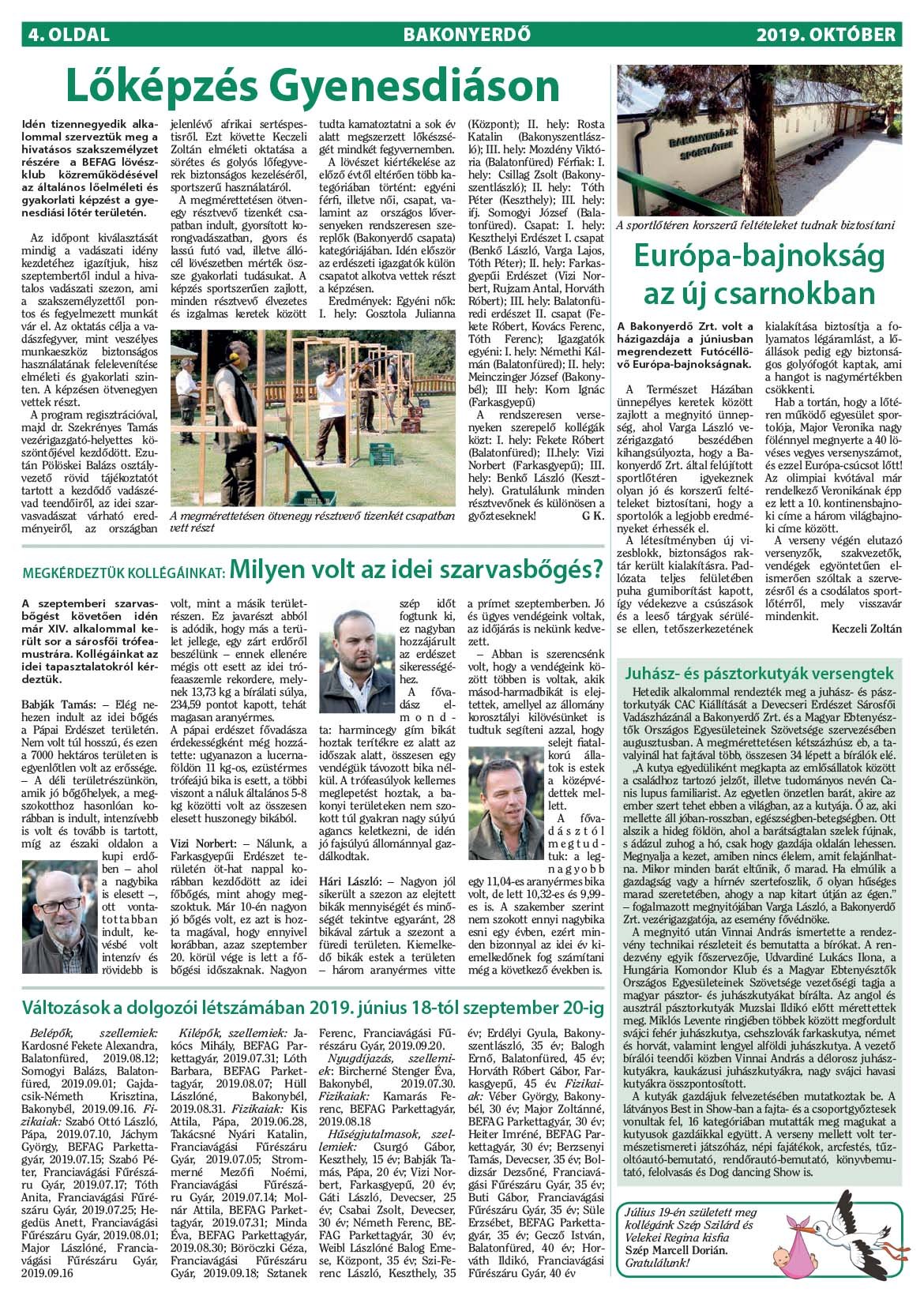 Vállalati újság 2019. október - XLIV. évfolyam, 3. szám 4. oldal