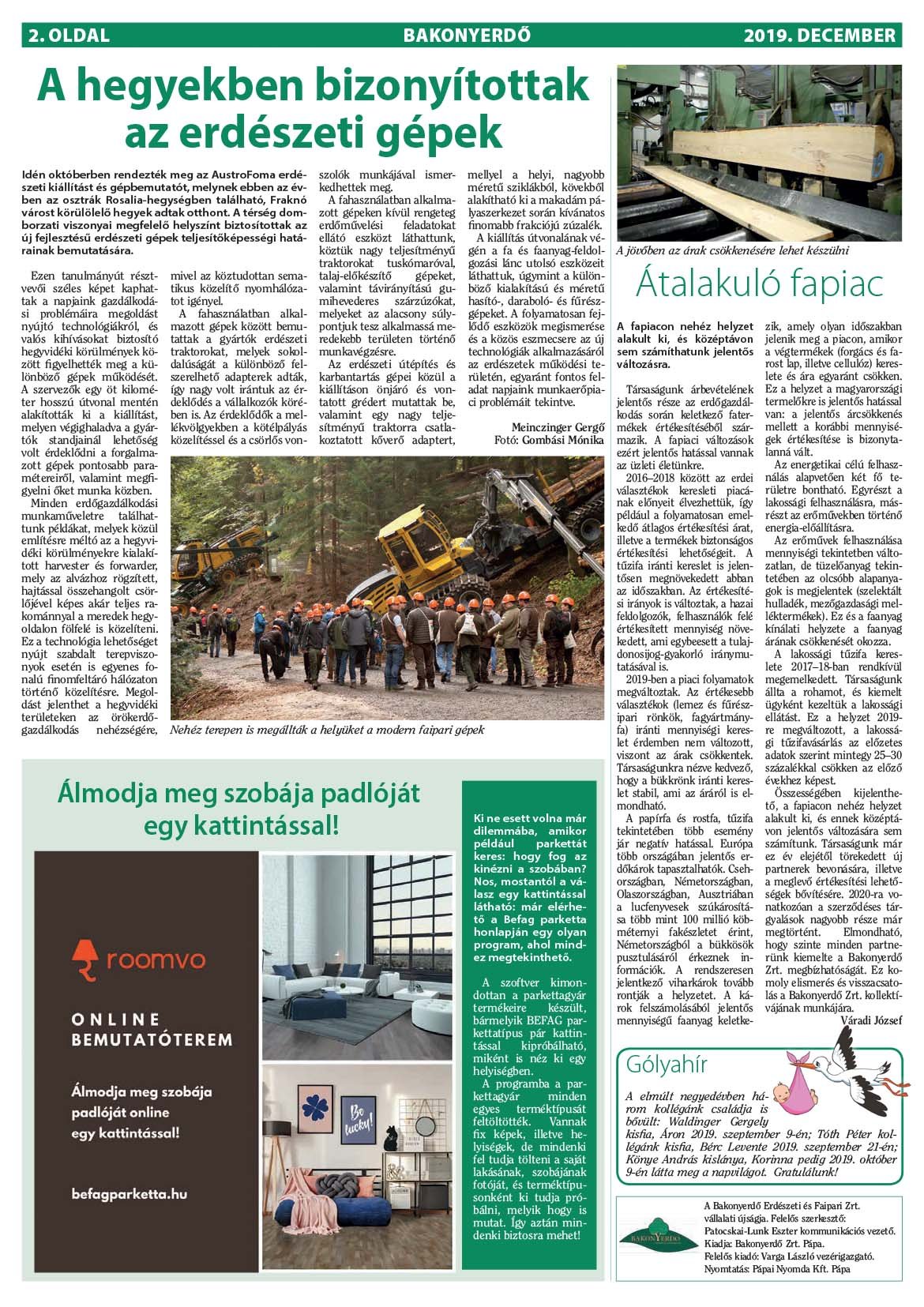Vállalati újság 2019. december - XLIV. évfolyam, 4. szám 2. oldal