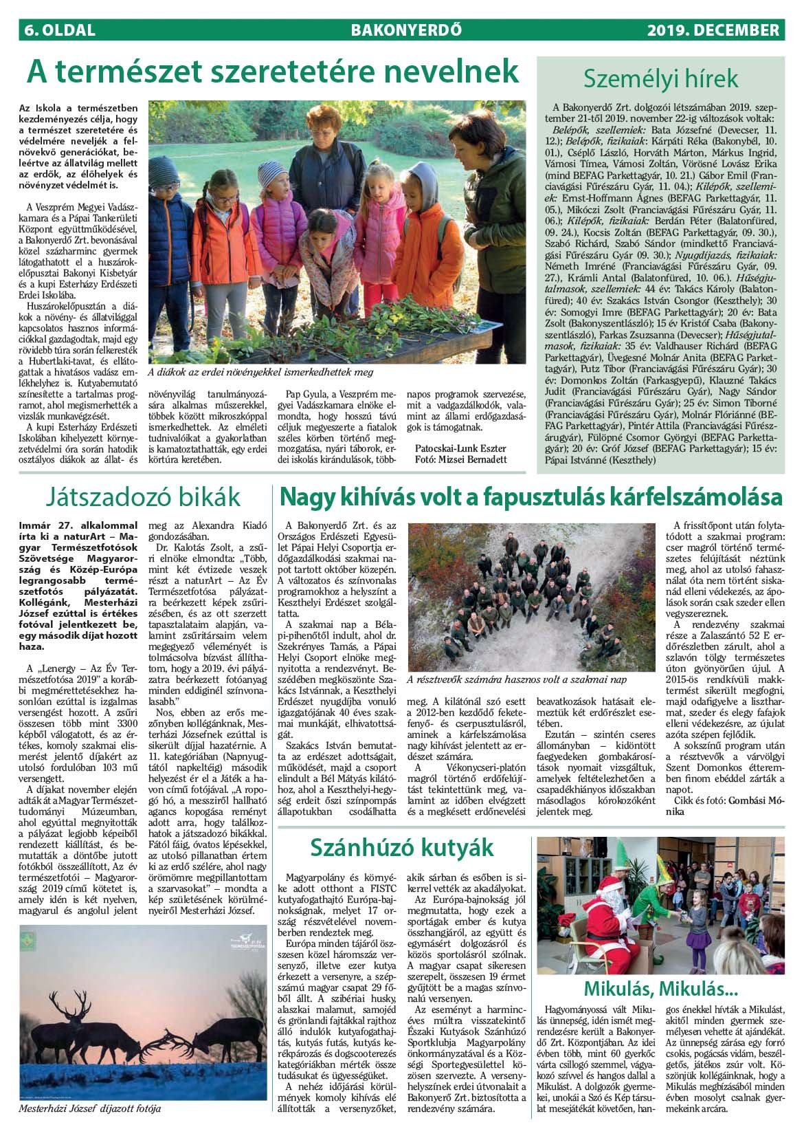 Vállalati újság 2019. december - XLIV. évfolyam, 4. szám 6. oldal