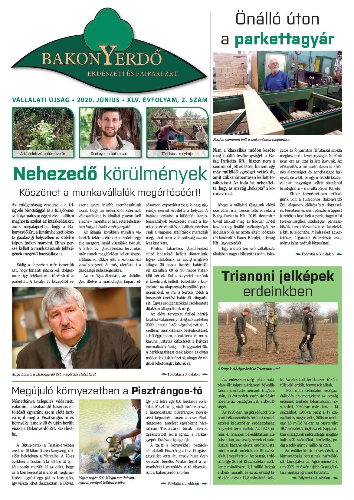 Vállalati újság 2020. június - XLV. évfolyam, 2. szám 1. oldal