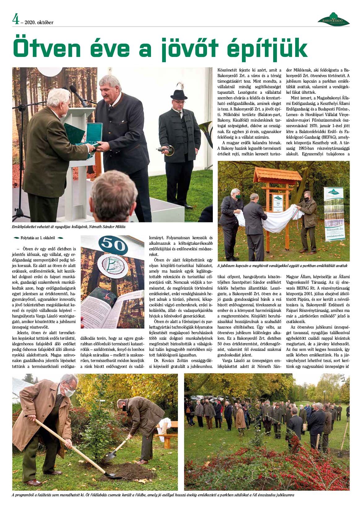 Vállalati újság 2020. október - XLV. évfolyam, 3. szám 4. oldal