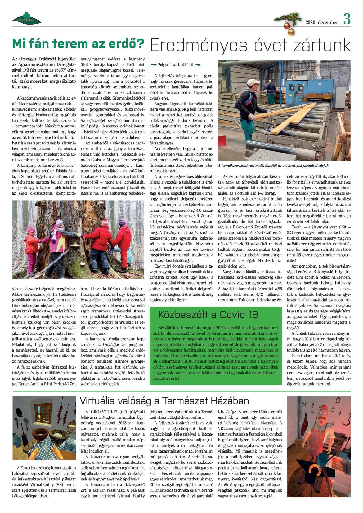 Vállalati újság 2020. december - XLV. évfolyam, 4. szám 3. oldal