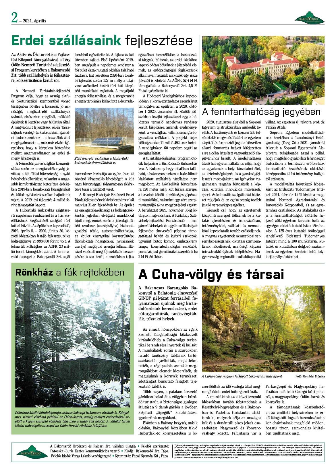 Vállalati újság 2021. április - XLVI. évfolyam, 1. szám 2. oldal