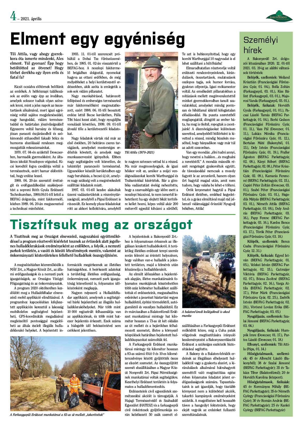 Vállalati újság 2021. április - XLVI. évfolyam, 1. szám 4. oldal