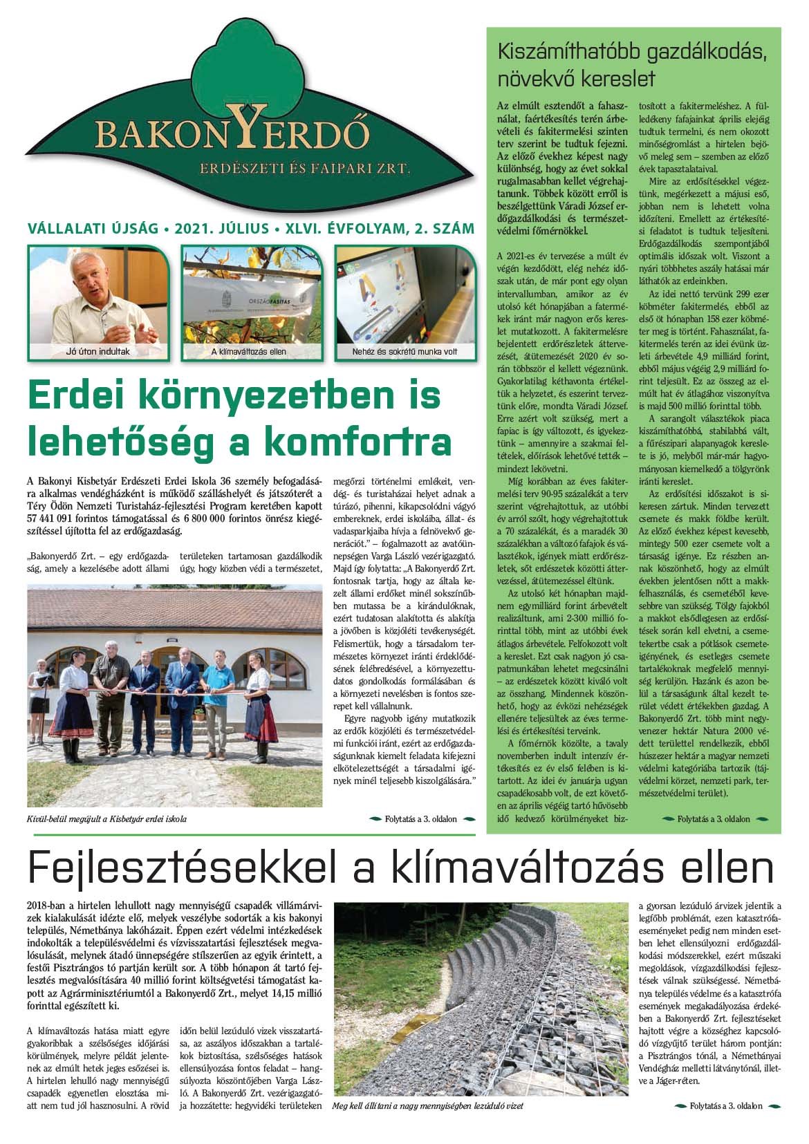 Vállalati újság 2021. július - XLVI. évfolyam, 2. szám 1. oldal