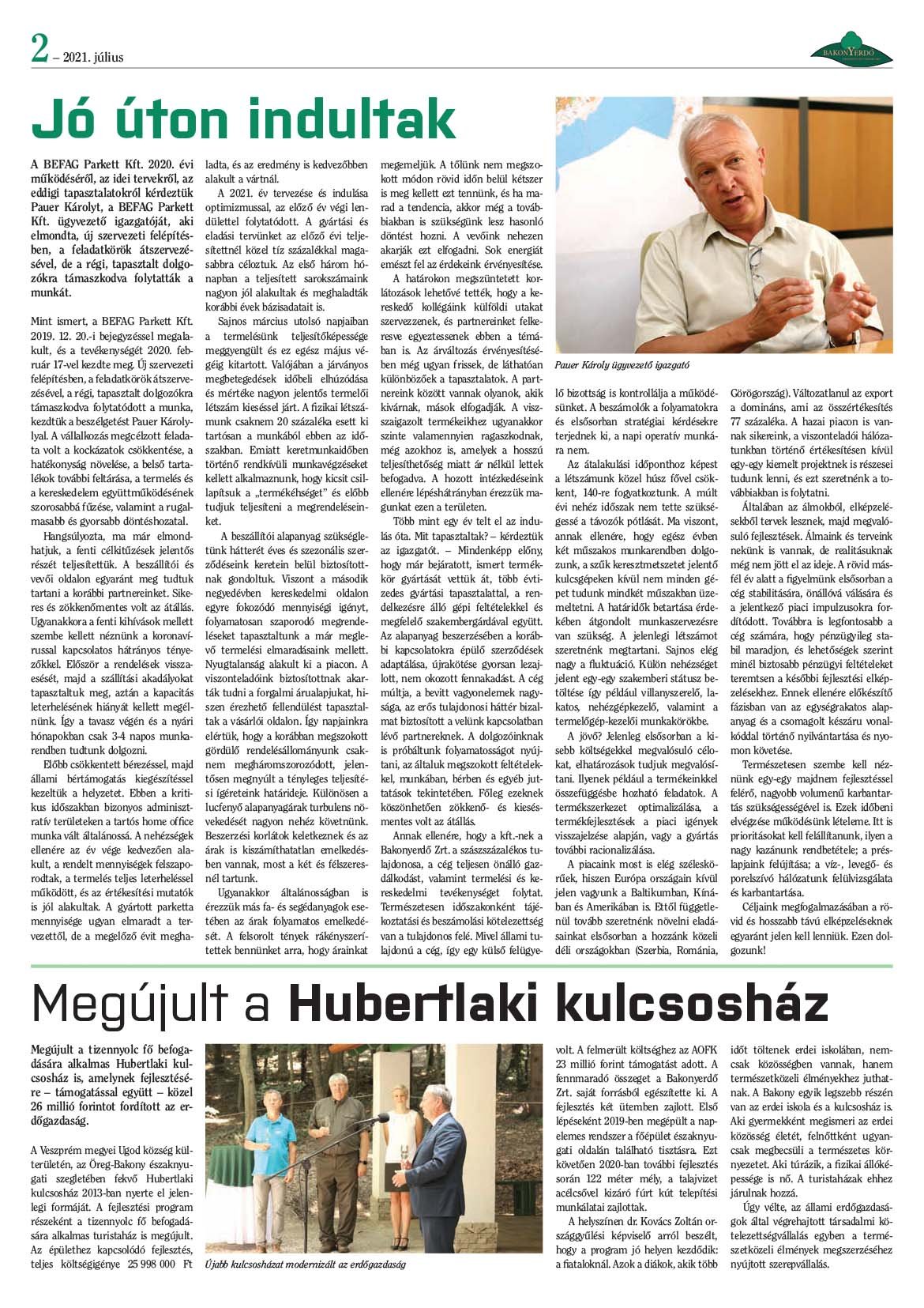 Vállalati újság 2021. július - XLVI. évfolyam, 2. szám 2. oldal