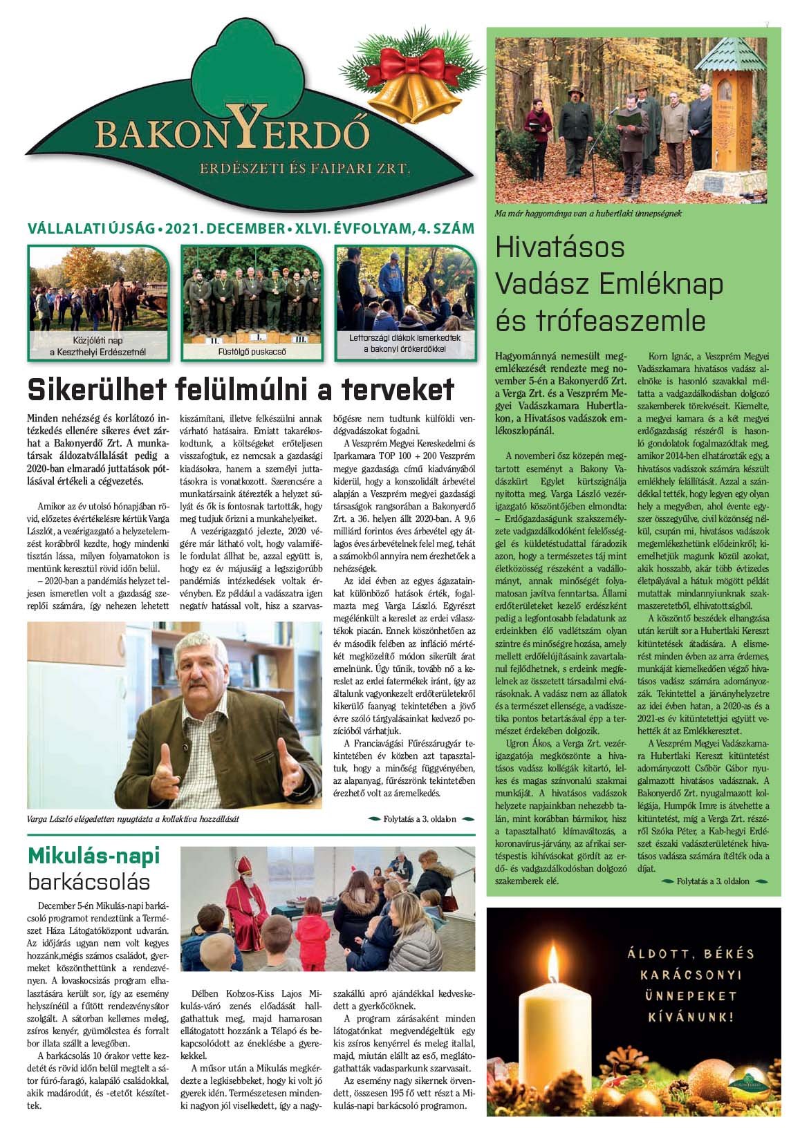 Vállalati újság 2021. december - XLVI. évfolyam, 4. szám 1. oldal