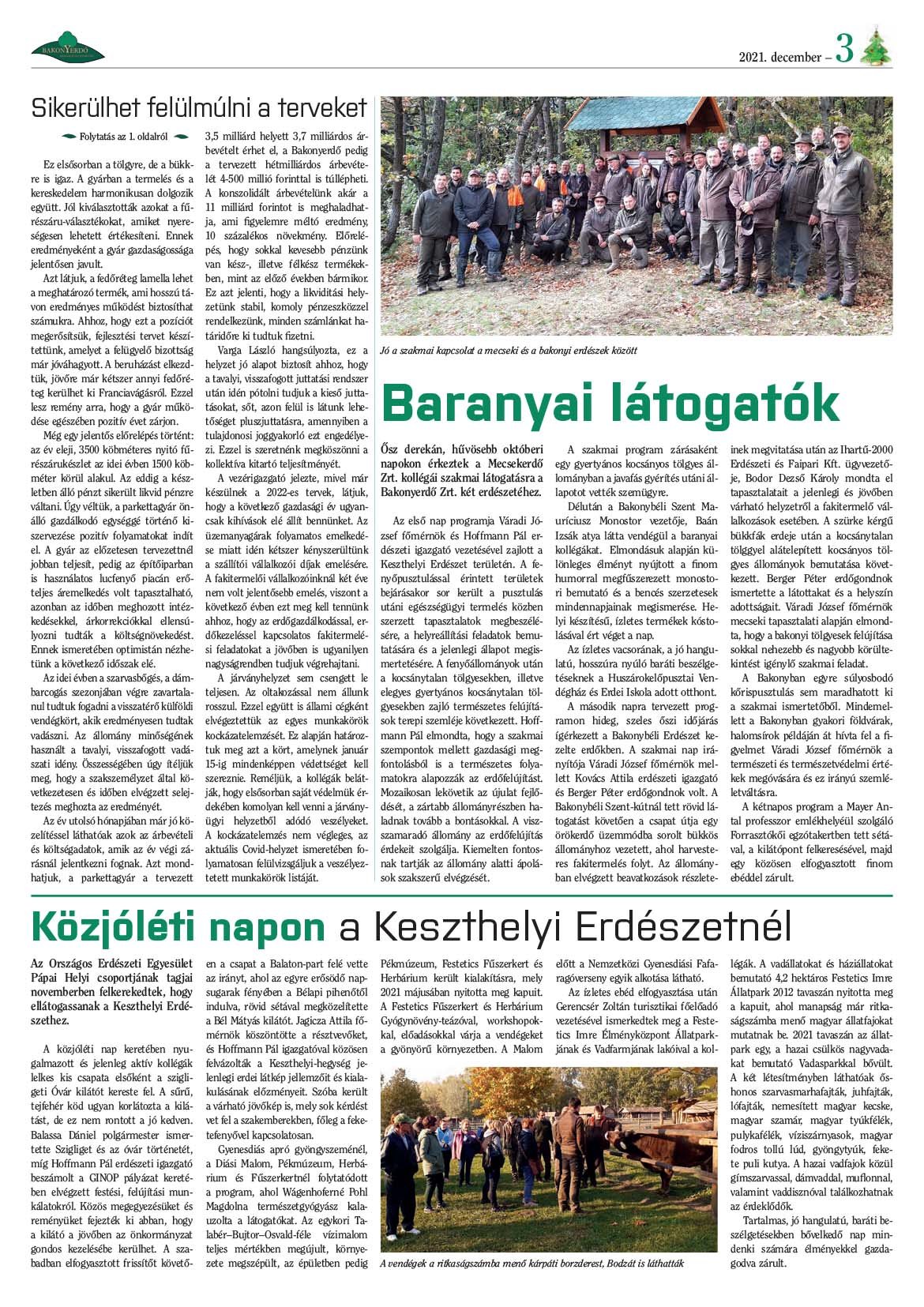 Vállalati újság 2021. december - XLVI. évfolyam, 4. szám 3. oldal