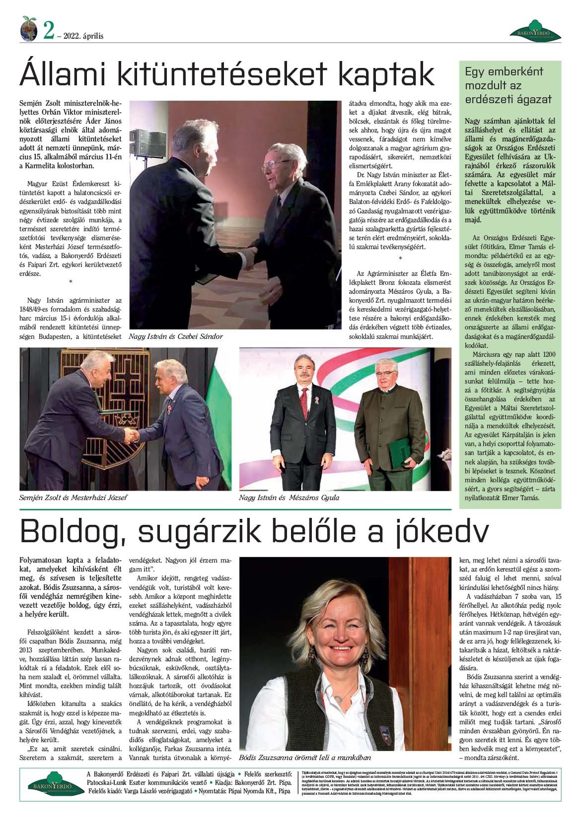 Vállalati újság 2022. április - XLVII. évfolyam, 1. szám 2. oldal