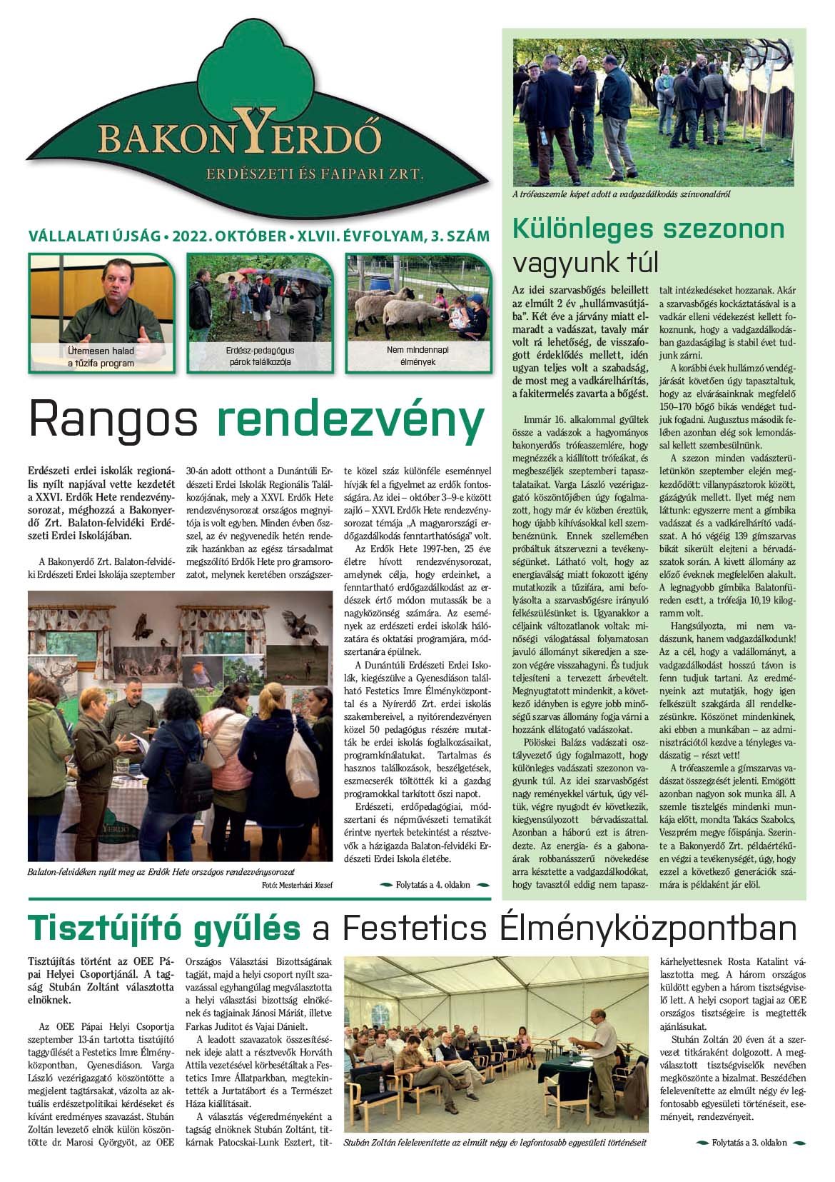 Vállalati újság 2022. október - XLVII. évfolyam, 3. szám 1. oldal