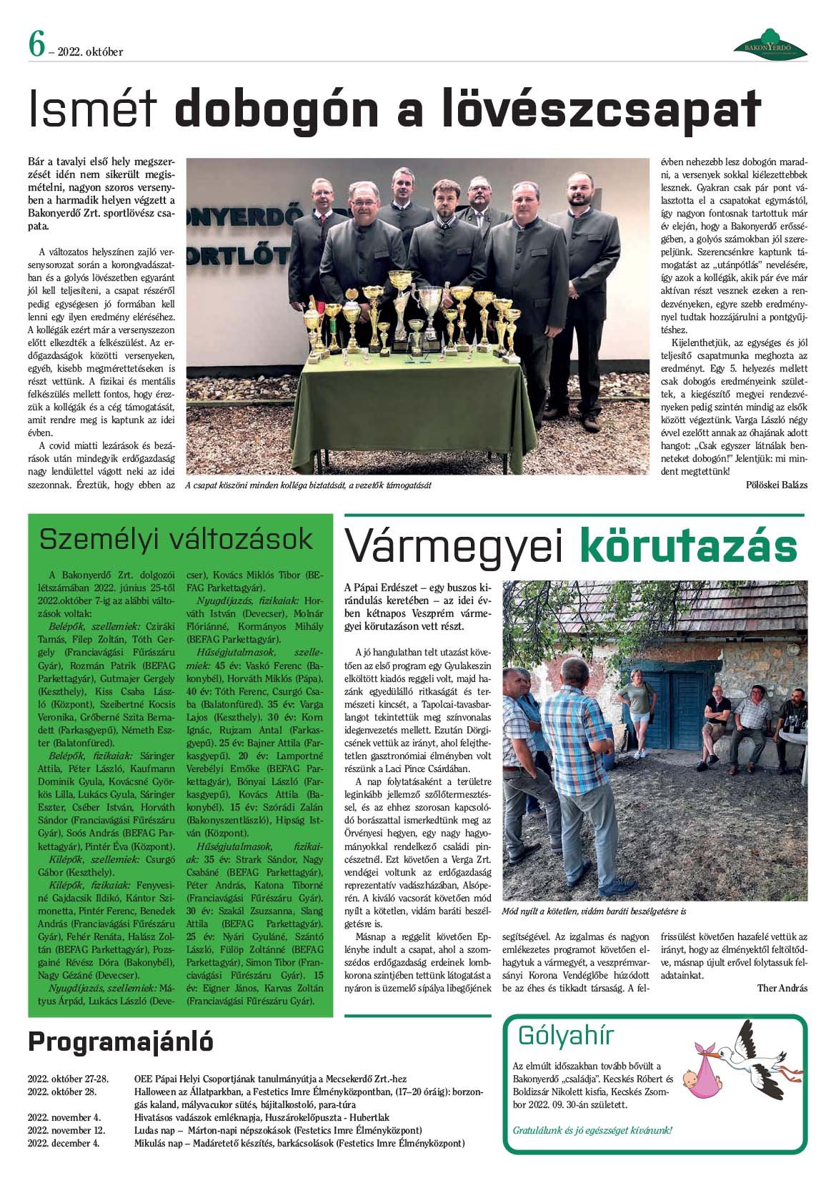 Vállalati újság 2022. október - XLVII. évfolyam, 3. szám 6. oldal