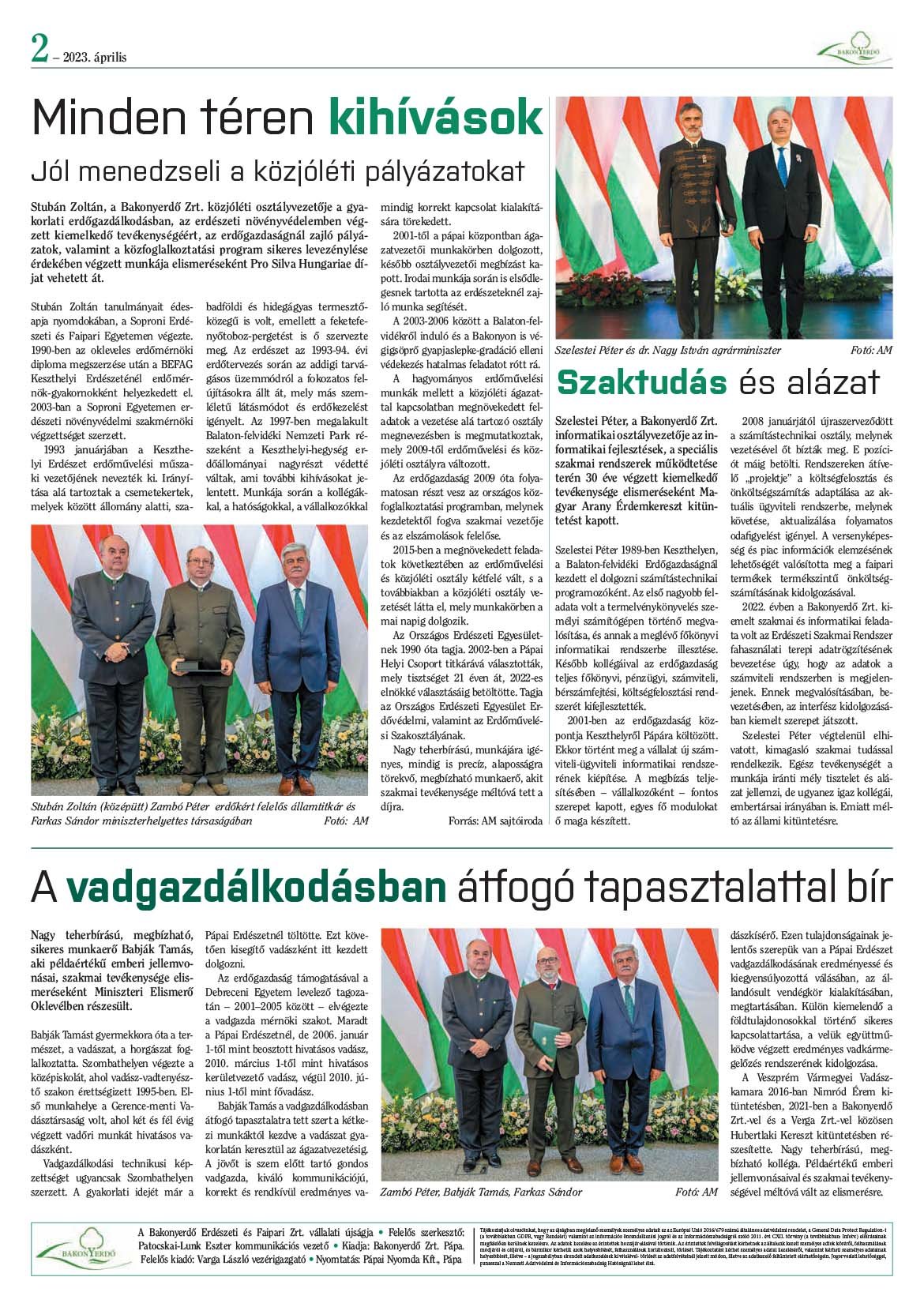 Vállalati újság 2023. április - XLVIII. évfolyam, 1. szám 2. oldal