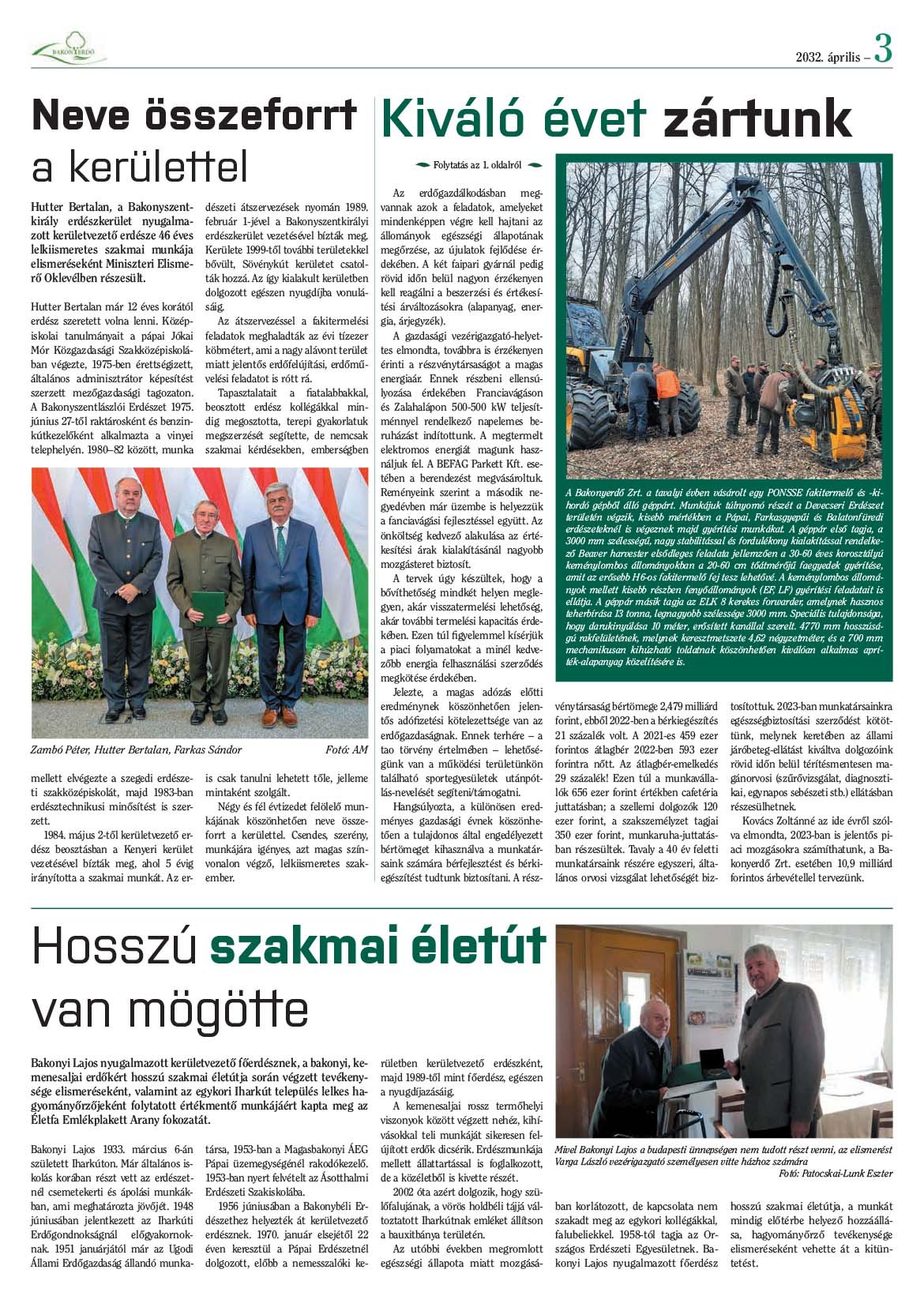 Vállalati újság 2023. április - XLVIII. évfolyam, 1. szám 3. oldal