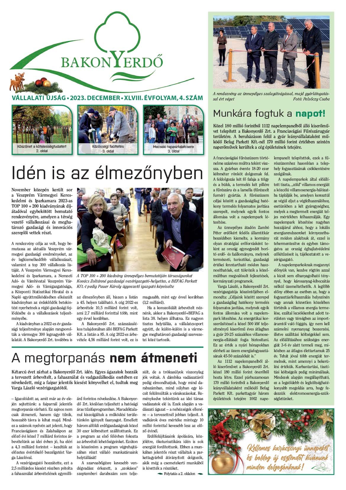 Vállalati újság 2023. december - XLVIII. évfolyam, 4. szám 1. oldal