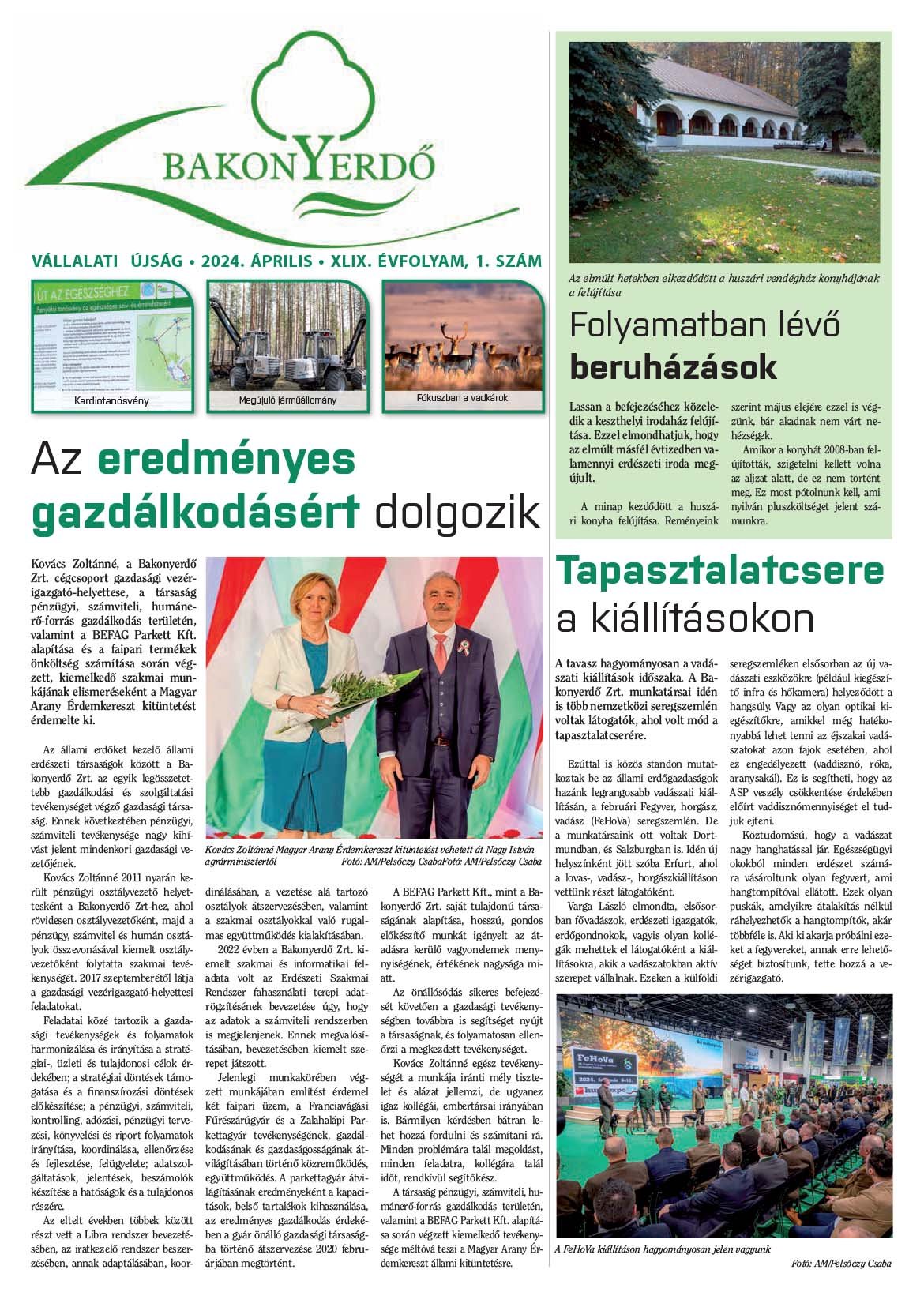 Vállalati újság 2024. április - XLIX. évfolyam, 1. szám 1. oldal