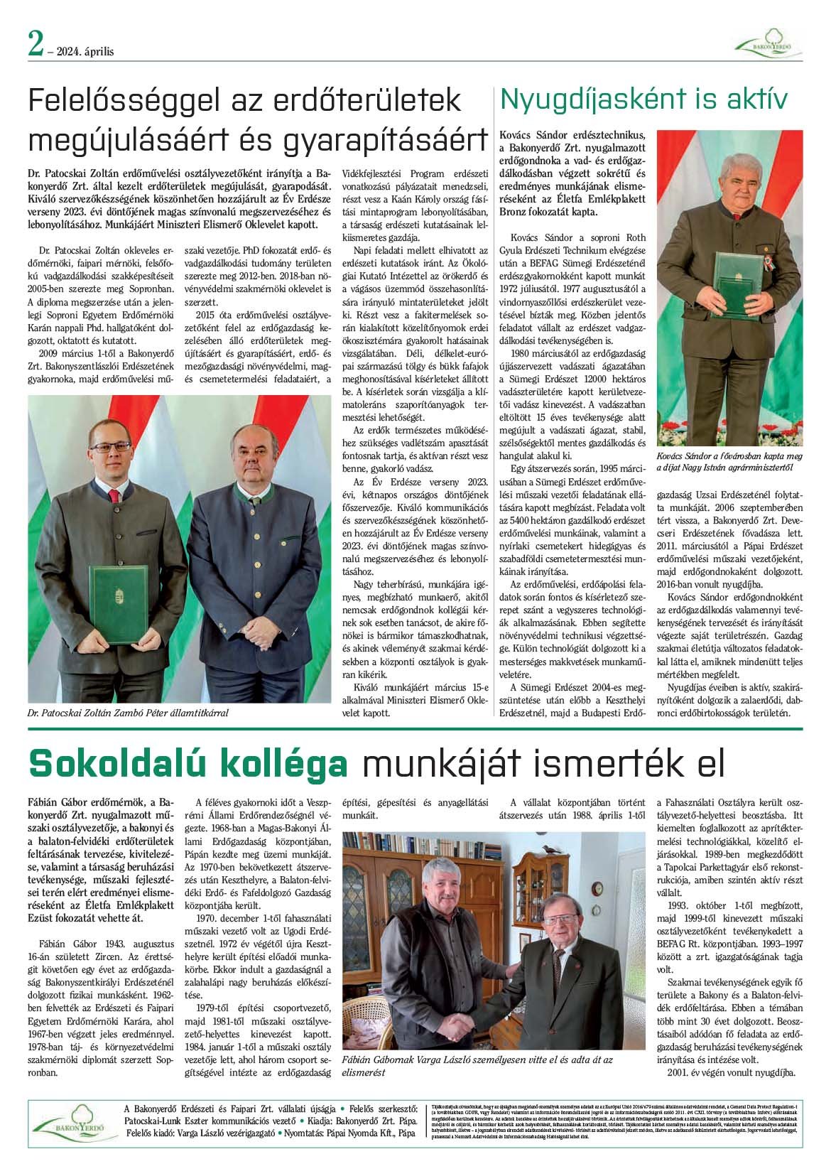 Vállalati újság 2024. április - XLIX. évfolyam, 1. szám 2. oldal