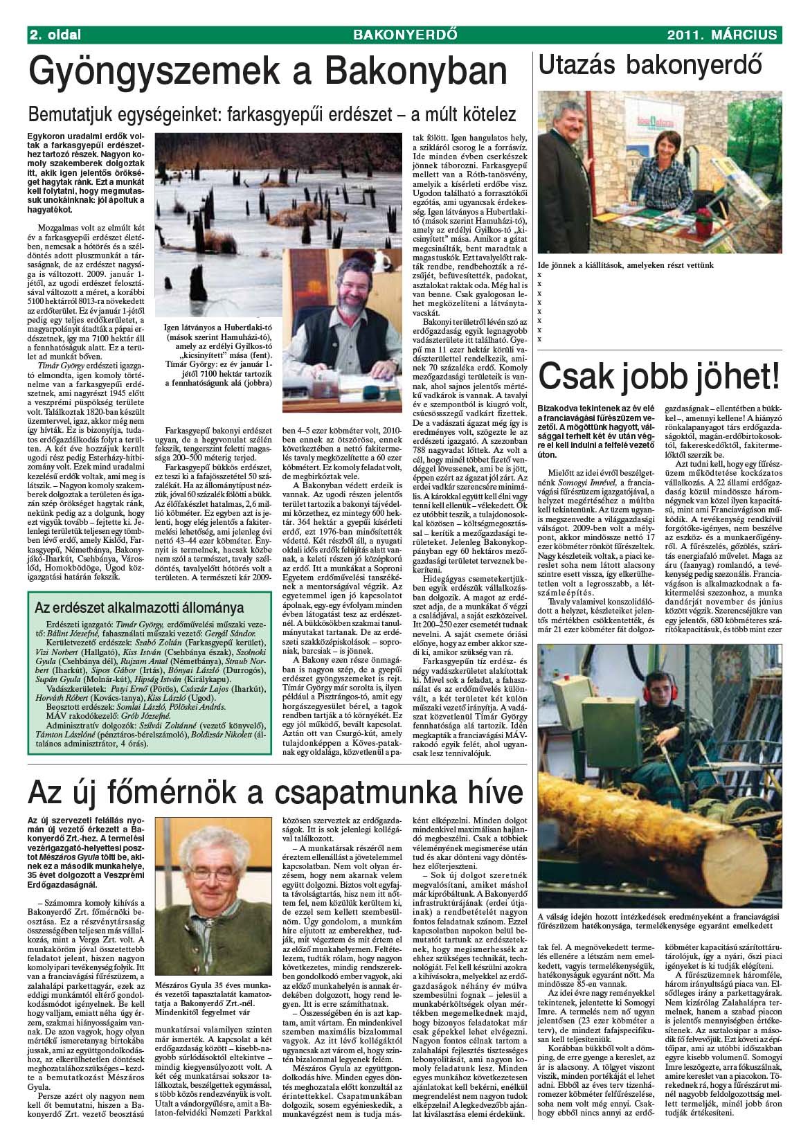 Vállalati újság 2011. március - XXXVII. évfolyam, 1. szám 2. oldal