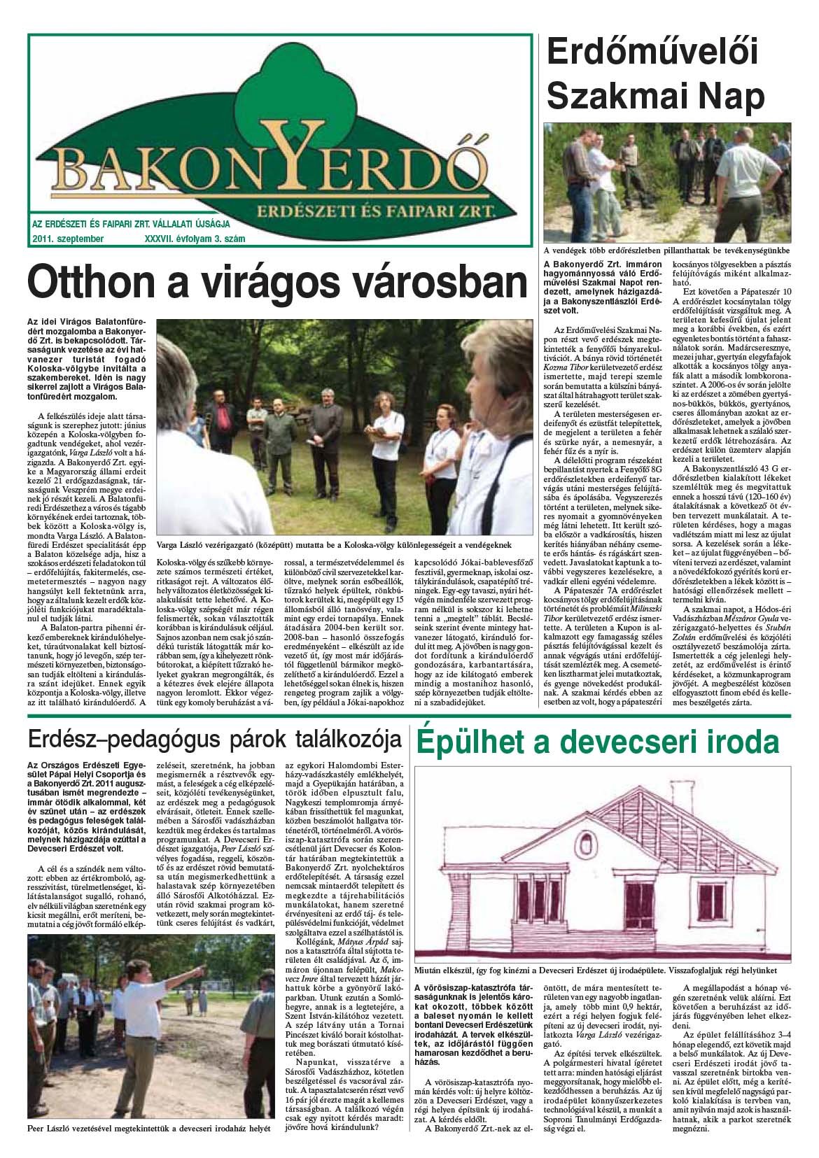 Vállalati újság 2011. szeptember - XXXVII. évfolyam, 3. szám 1. oldal