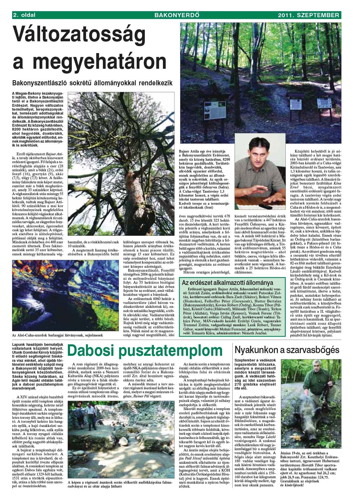 Vállalati újság 2011. szeptember - XXXVII. évfolyam, 3. szám 2. oldal