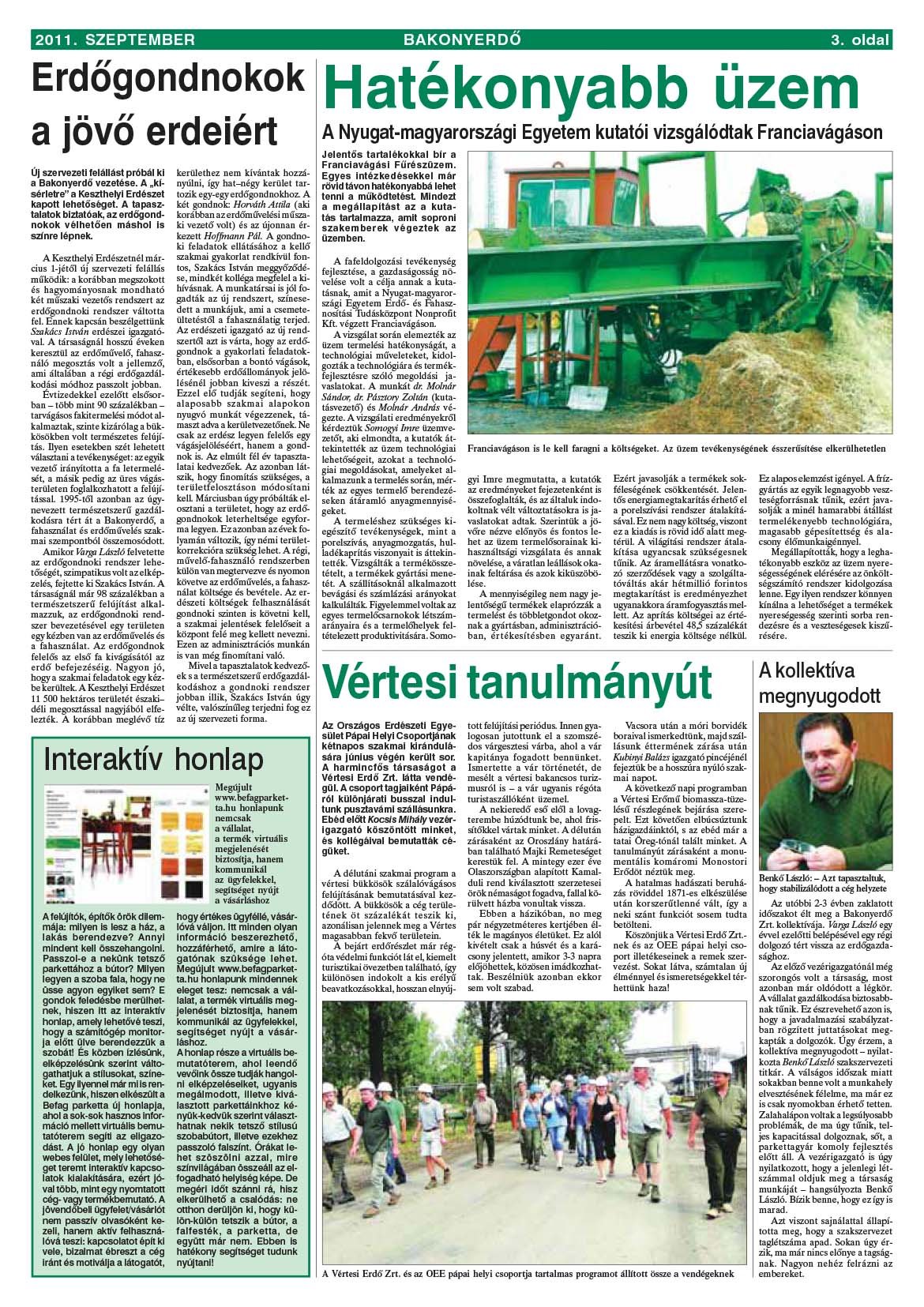 Vállalati újság 2011. szeptember - XXXVII. évfolyam, 3. szám 3. oldal